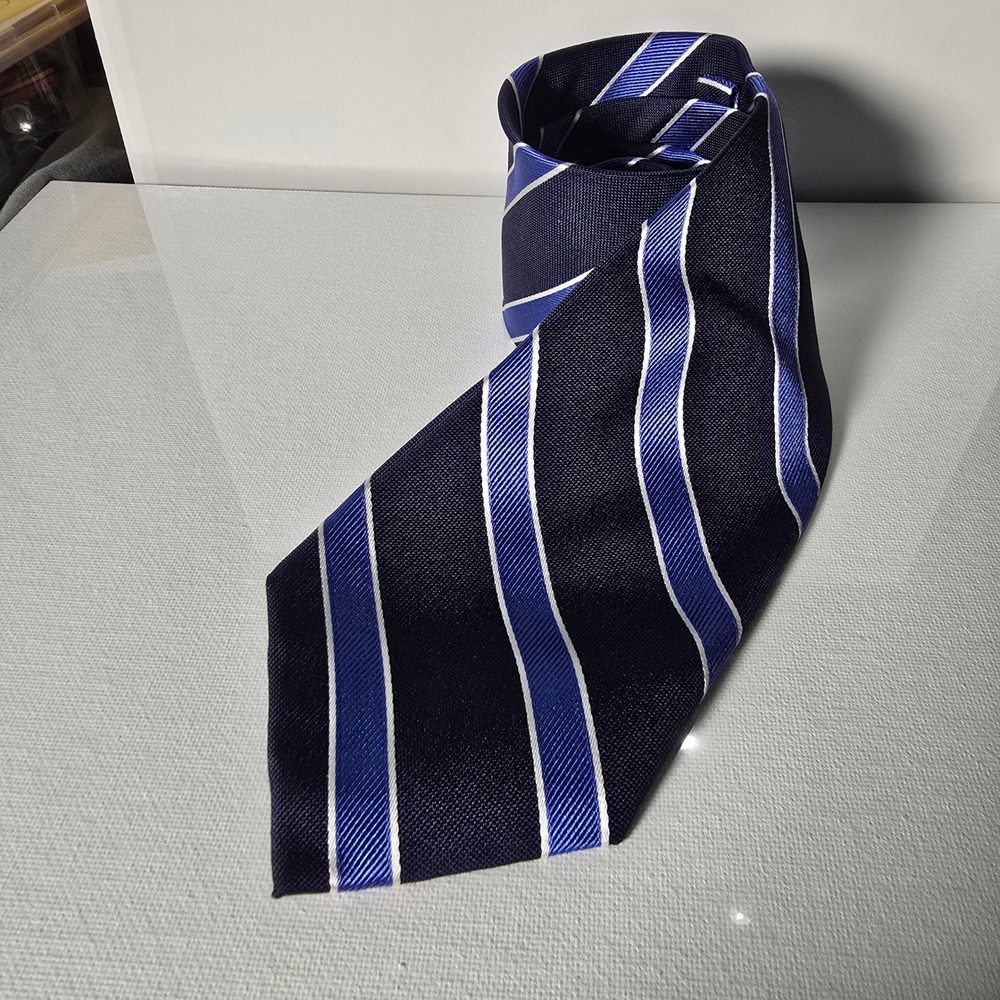 Nautica Striped Necktie Blue White‎ Business Formal Silk Width 3in Length 57in